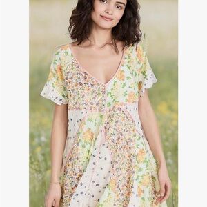 Free People Wildflower Patchwork Mini Dress